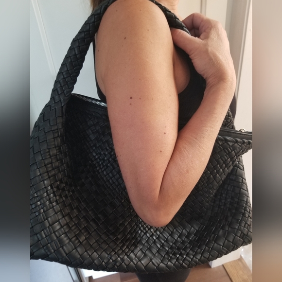 NWT FALOR Firenze Black Made In Italy Leather Woven Bag F3026 - Picture 16 of 16